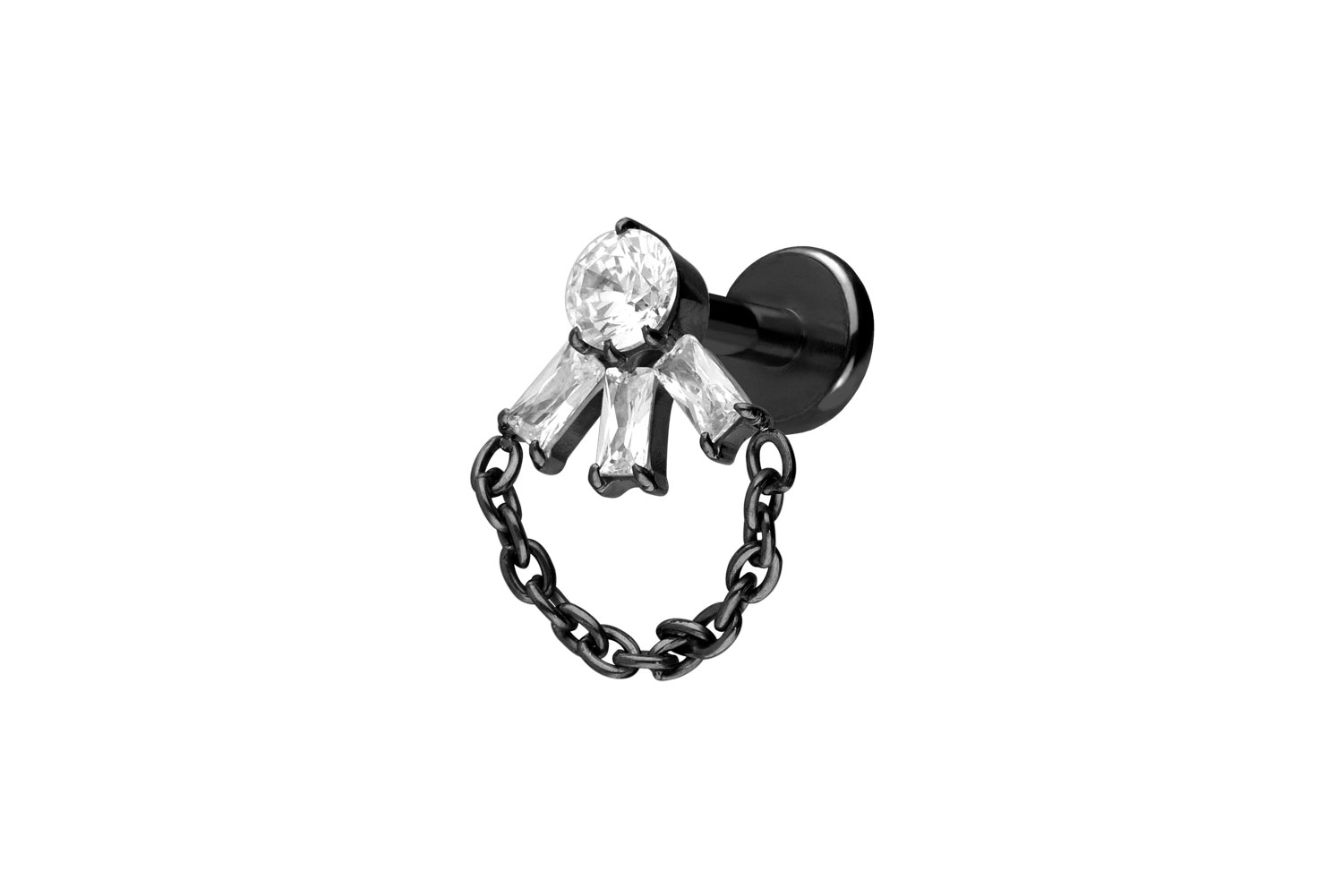 Titan Labret Piercing mit Push Fit LOTUSBLÜTE + KETTE